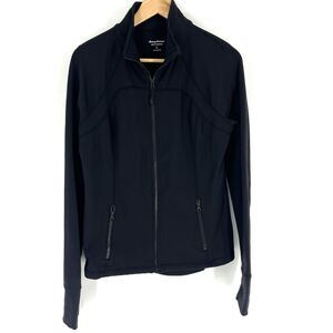 Tommy Bahama Activewear Jacket Size Large Womens Black Golf Full Zip Thumbholes